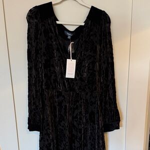 Modcloth Black Velvet Floral Maxi Dress plus size with pockets